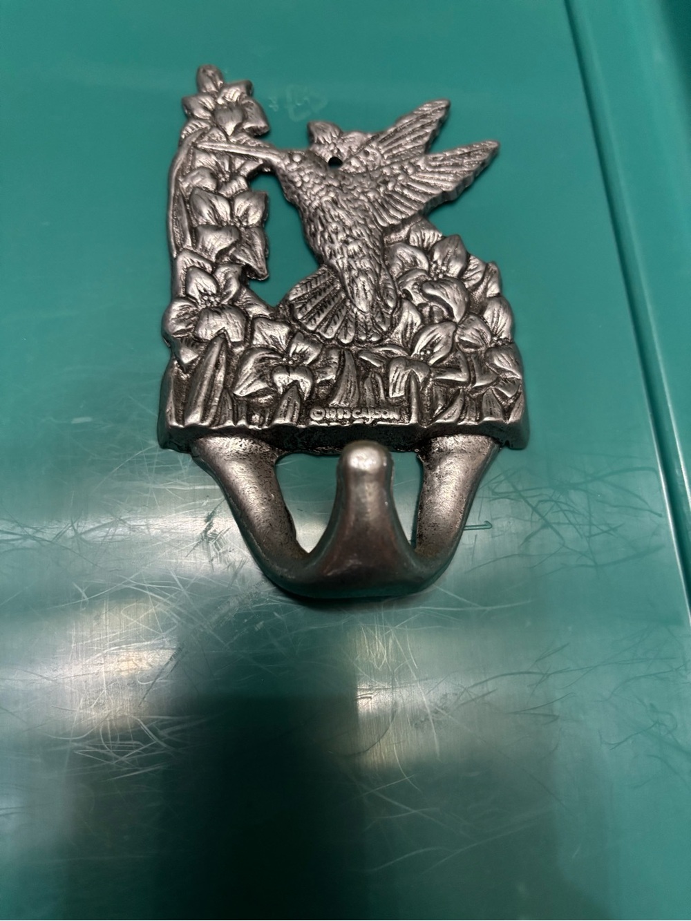 Silver Hummingbird Floral Metal Wall Hook